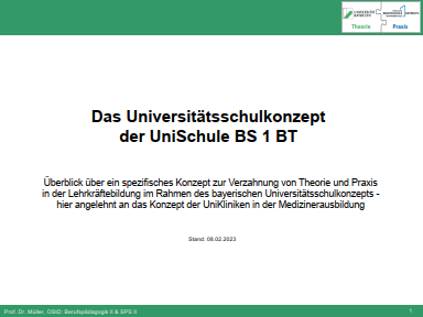 Vortrag Prof. Dr. Müller: Das Lehr-/Lernkonzept der UniSchule BS 1 BT